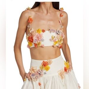 Zimmermann postcard
Floral Embellished White Crop Top